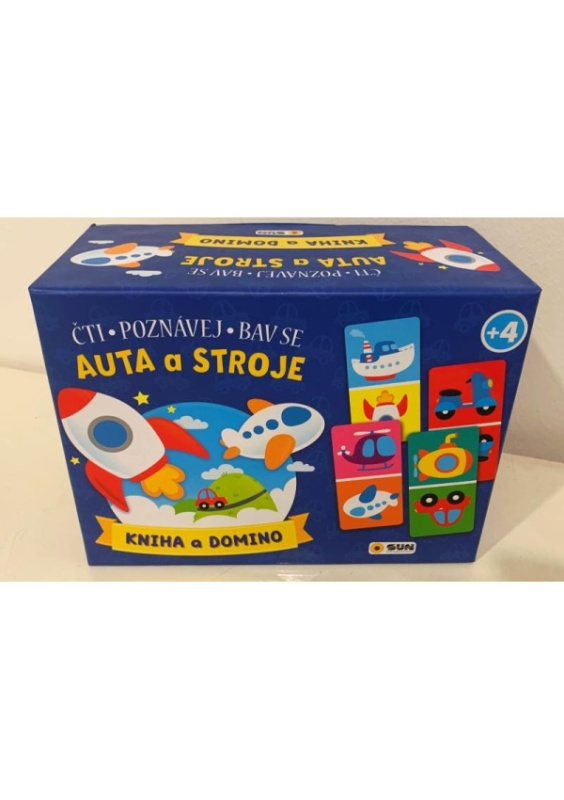 Auta a stroje - kniha a domino