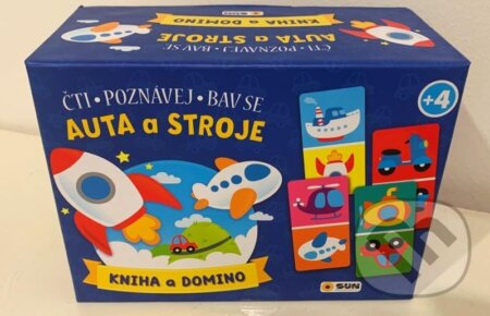 Auta a stroje - kniha a domino