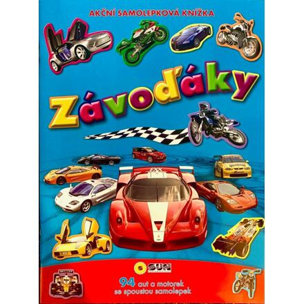 Závoďáky - akční samolepková knížka 94 aut a motorek