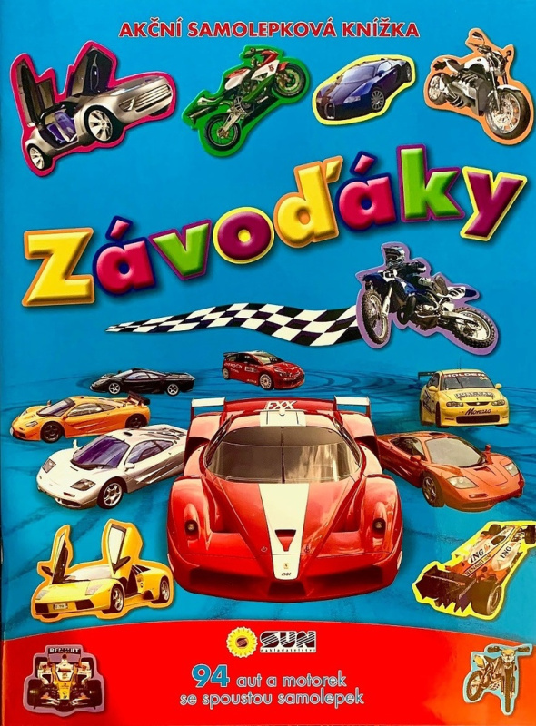 Závoďáky - akční samolepková knížka 94 aut a motorek