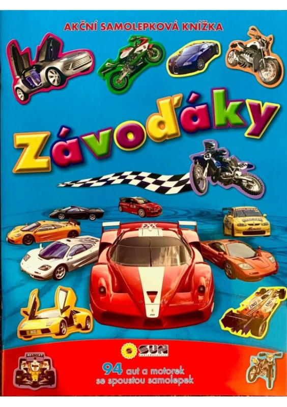 Závoďáky - akční samolepková knížka 94 aut a motorek