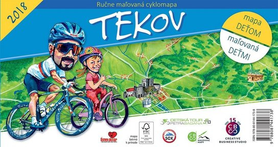 Ručne maľovaná cyklomapa Tekov (mapa deťom, maľovaná deťmi)
