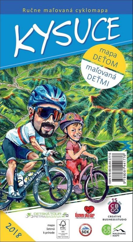 Ručne maľovaná cyklomapa Kysuce (mapa deťom, maľovaná deťmi)