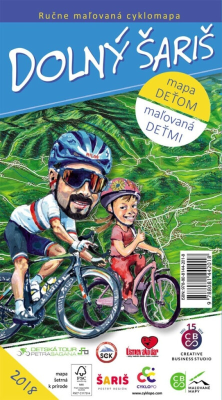 Dolný Šariš (Ručne maľovaná cyklomapa deťom, maľovaná deťmi)