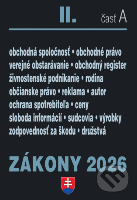 Zákony II. A / 2026 - Obchodné a občianske právo (Verejné obstarávanie, Autorské právo, Živnostenské podnikanie, Správne právo)