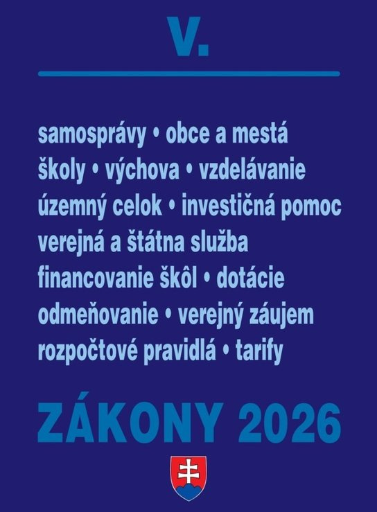 Zákony V / 2026 - Štátna a verejná správa, školy a obce