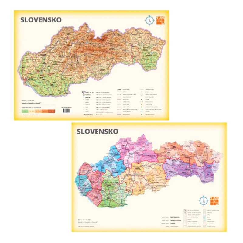 Papírová mapa Slovenska A3 oboustranná