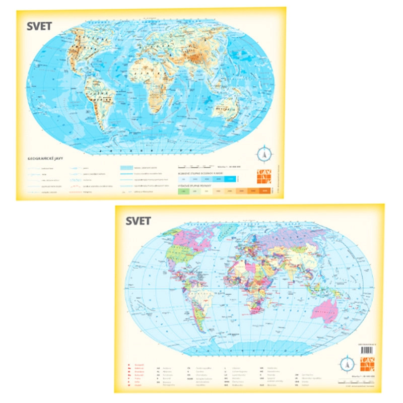 Papírová oboustranná mapa světa A3 pro děti