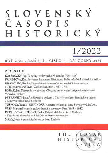 Slovenský časopis historický 1/2022 - kniha z kategorie Historie