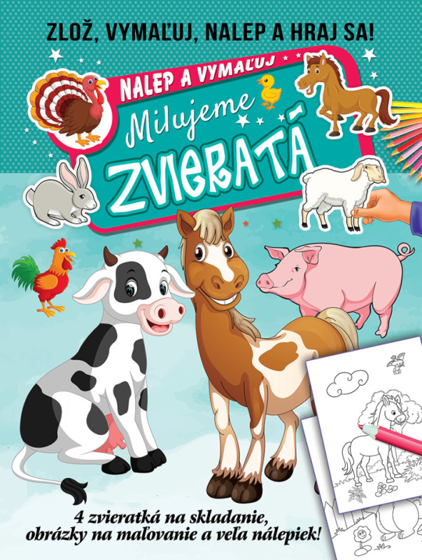Zošit Nalep a vymaľuj  Milujeme zvieratá SK verzia 21x28cm