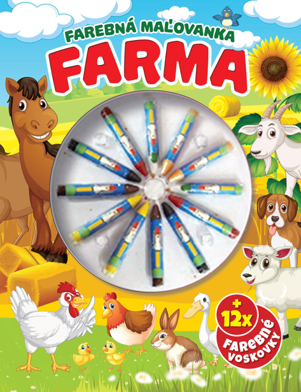 Farebná maľovanka - Farma (+ 12x farebné voskovky) - kniha z kategorie Omalovánky