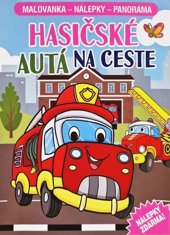 Hasičské autá na ceste (Maľovanka, nálepky, panoráma) - kniha z kategorie Omalovánky