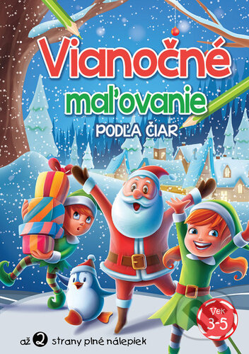 Vianočné maľovanie podľa čiar (až 2 strany plné nálepiek) - kniha z kategorie Omalovánky