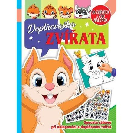 FONI Book Pracovní sešit se samolepkami Doplňovačka zvířata + 200 nálepek CZ verze 21x28cm