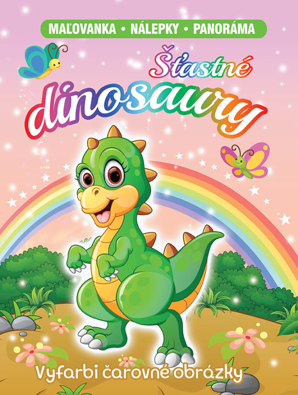 Šťastné dinosaury (Maľovanka, nálepky, panoráma) - kniha z kategorie Omalovánky
