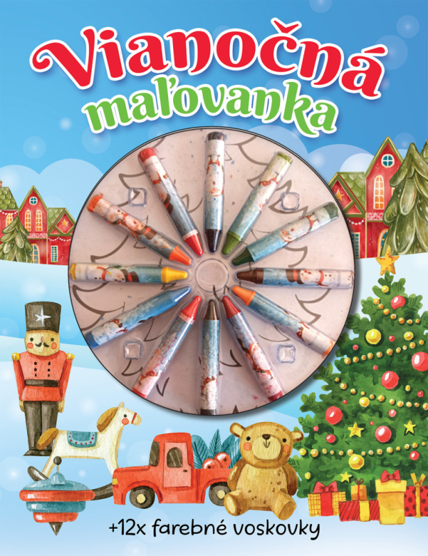 Vianočná maľovanka + 12 farebných voskoviek - kniha z kategorie Omalovánky