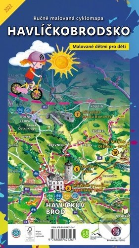 Ručně malovaná cyklomapa: Havlíčkobrodsko (Malované dětmi pro děti)