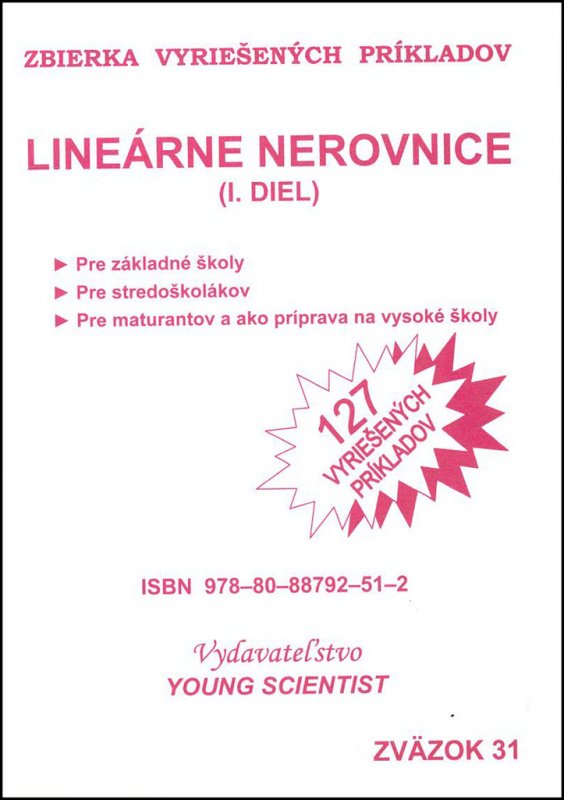 Lineárne nerovnice I. diel (127 vyriešených príkladov) - kniha z kategorie Gymnázia