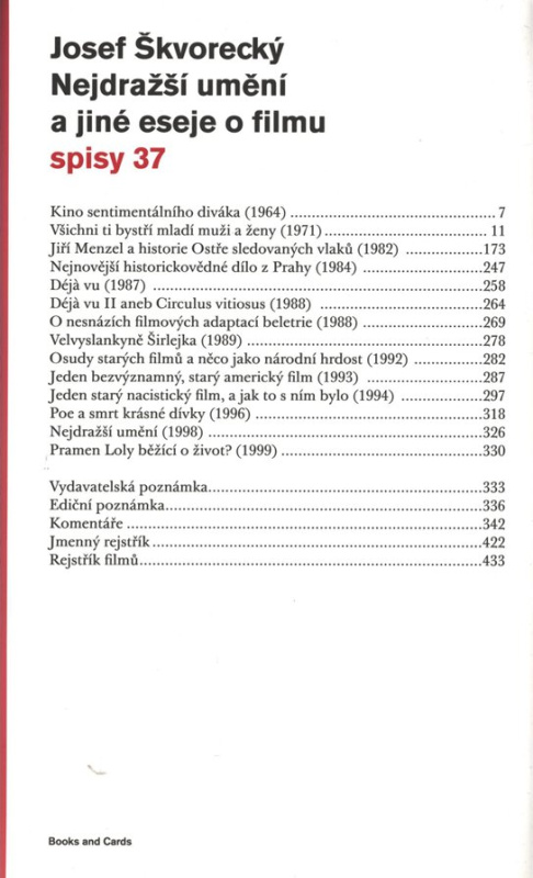Nejdražší umění a jiné eseje o filmu (spisy-svazek 37) -  Josef Škvorecký