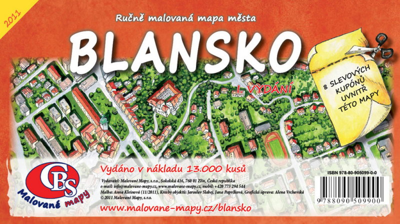 Blansko (Ručně malovaná mapa)