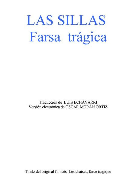 Las sillas -  Eugéne Ionesco