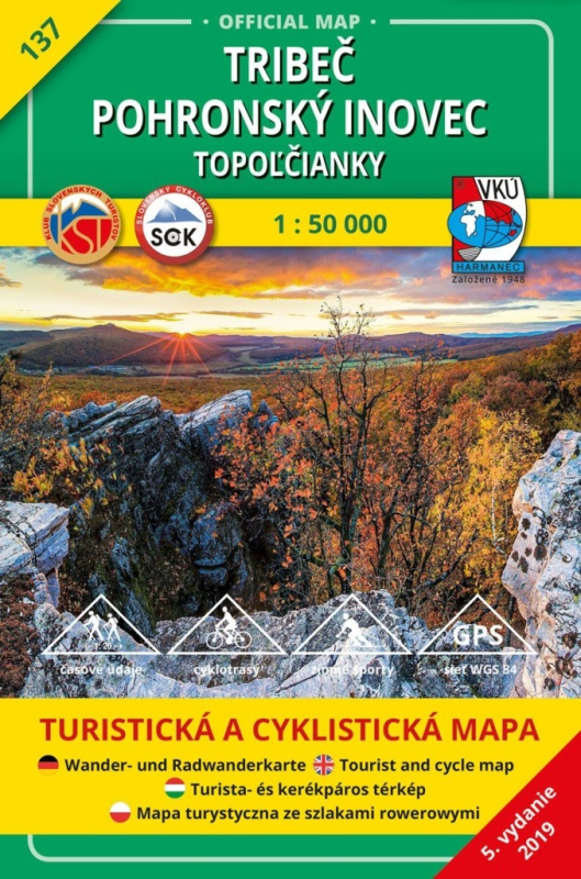 Tribeč Pohronský Inovec Topoľčianky 1:50 000 (137 Turistická a cyklistická mapa)