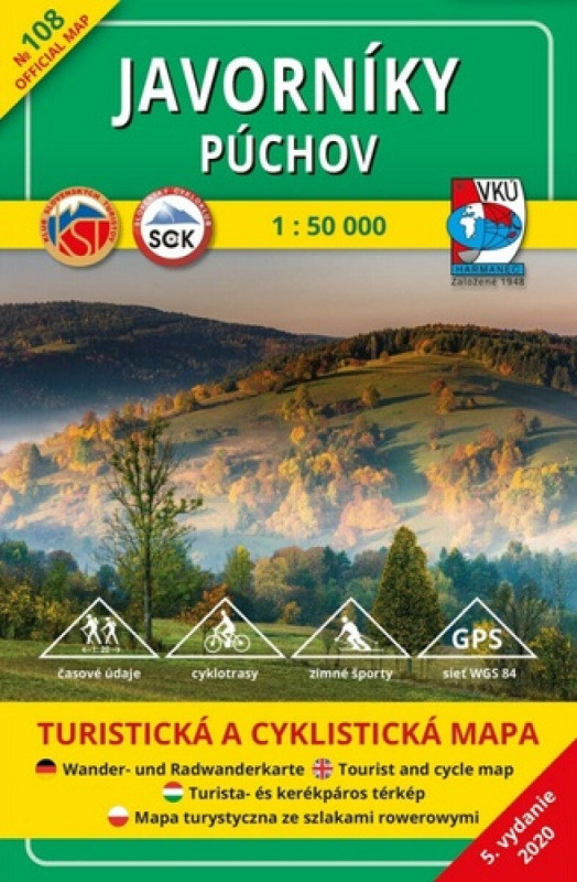 Javorníky Púchov 1 : 50 000 (108 Turistická a cyklistická mapa)