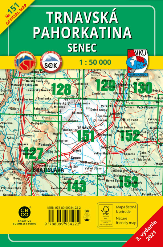 Trnavská pahorkatina - Senec 1:50 000 (Turistická a cyklistická mapa)