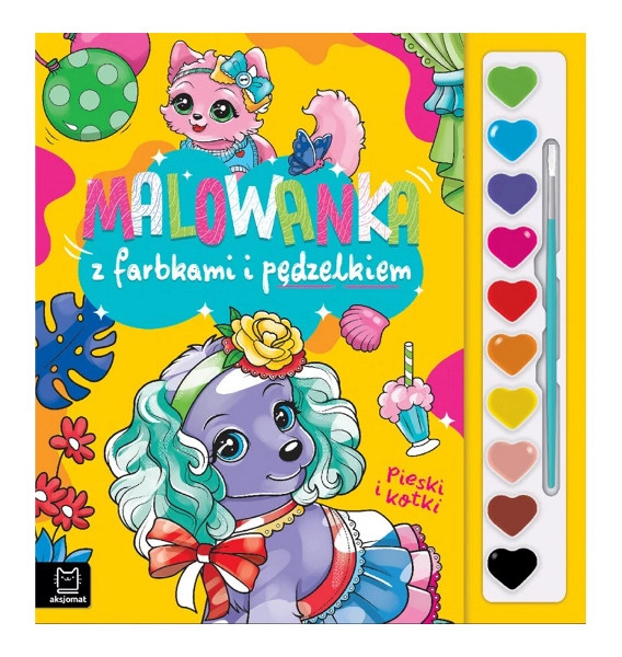 Malovací sada s barvičkami a štětcem – pejskové a kočičky