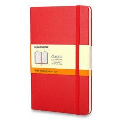 Zápisník Moleskine - tvrdé desky, L, linkovaný červený