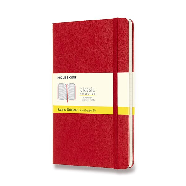 Zápisník Moleskine - tvrdé desky, L, čtverečkovaný červený
