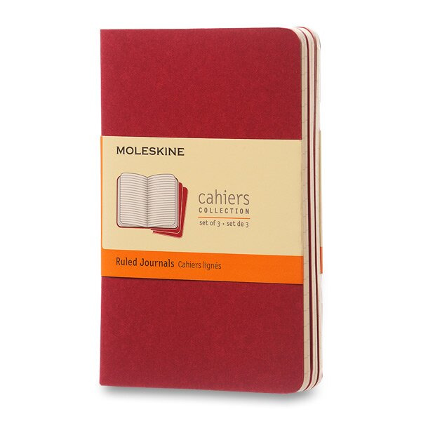 Sešity Moleskine Cahier S, linkovaný, 3 ks, červené
