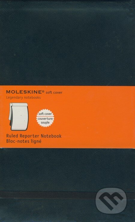 Moleskine - stredný linajkový reportérsky zápisník (mäkká čierna väzba)
