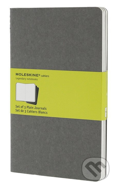 Moleskine – sada 3 stredných čistých zápisníkov Cahiers – svetlosivá