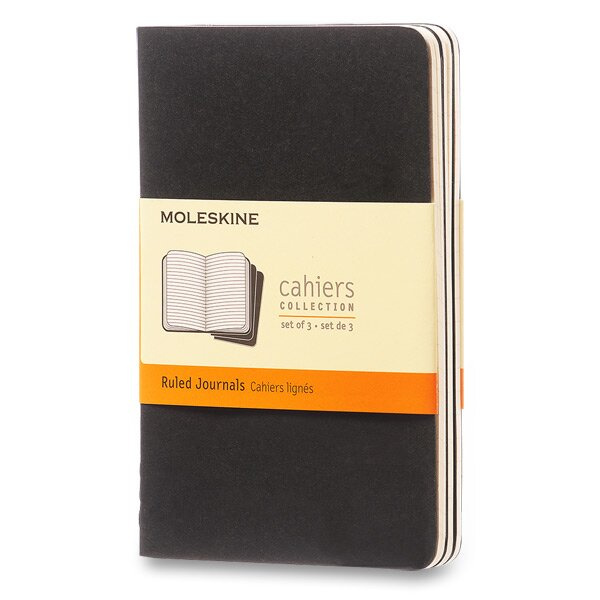 Sešity  Moleskine Cahier, S, linkované, 3 ks černý