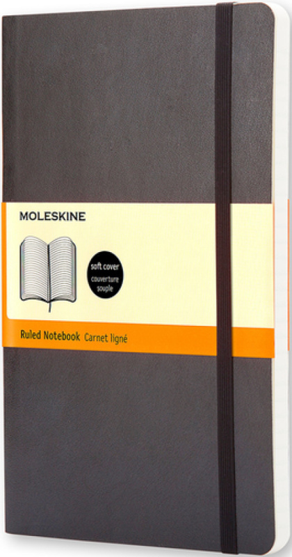 Zápisník Moleskine - tvrdé desky, L, linkovaný černý
