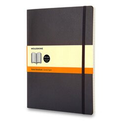 Zápisník Moleskine - měkké desky, XL, linkovaný černý