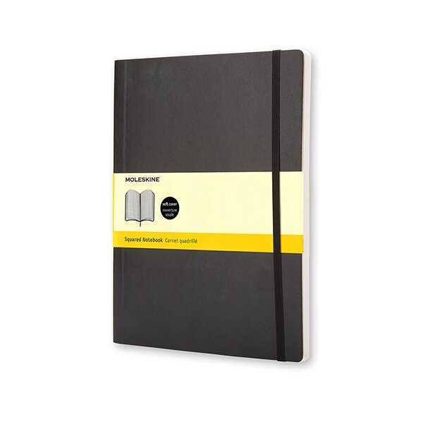 Zápisník Moleskine - měkké desky, XL, čtverečkovaný černý