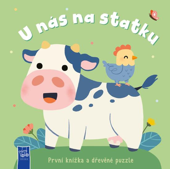 První knížka a dřevěné puzzle U nás na statku -
