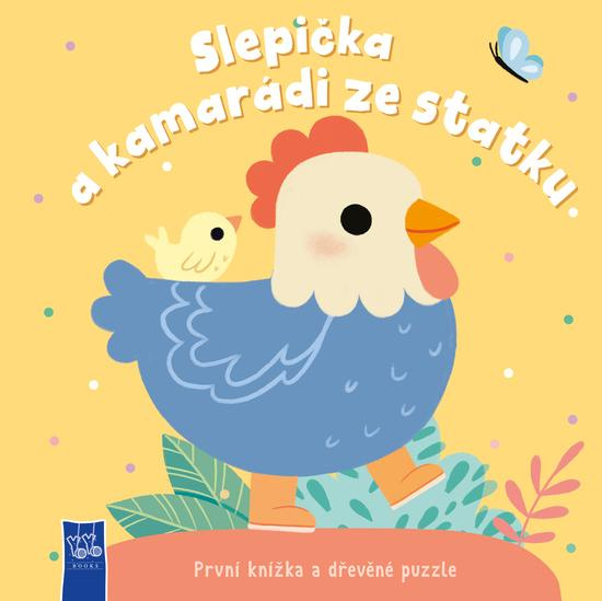 První knížka a dřevěné puzzle Slepička a kamarádi ze statku -