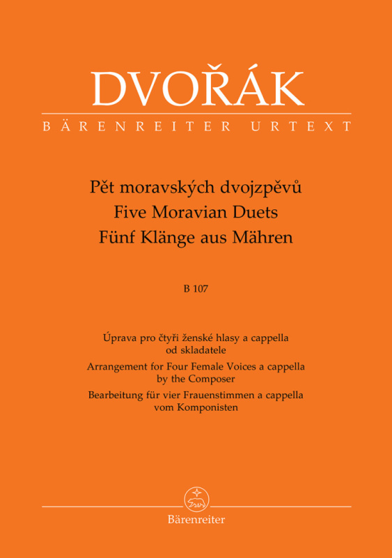 Pět moravských dvojzpěvů B 107 (Úprava pro čtyři ženské hlasy a cappella od skladatele) - kniha z kategorie Noty