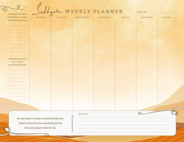 INSIGHT EDITIONS Sadhguru Weekly Planner Notepad - Sadhguru