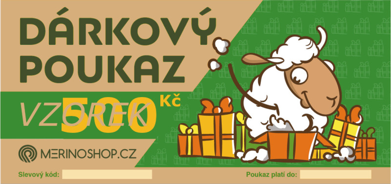 MERINOSHOP.CZ Dárkový poukaz 500Kč (PDF emailem)