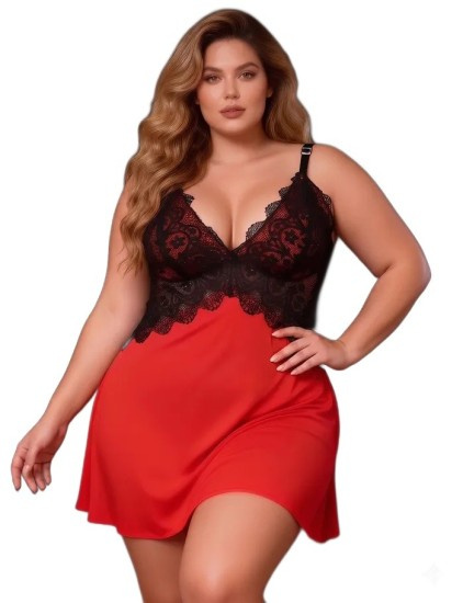 Krajková košilka Inferna Black-Red, L-2XL