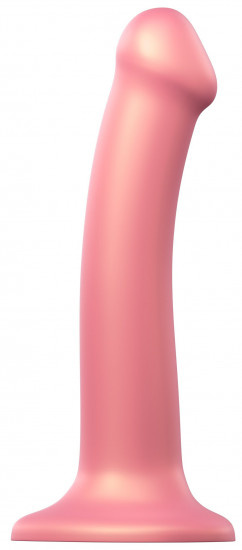 Dildo s přísavkou Metallic Shine M (18 cm), růžové
