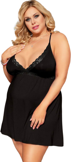 Plus size černá košilka Red Gemstone, XXXL–XXXXL