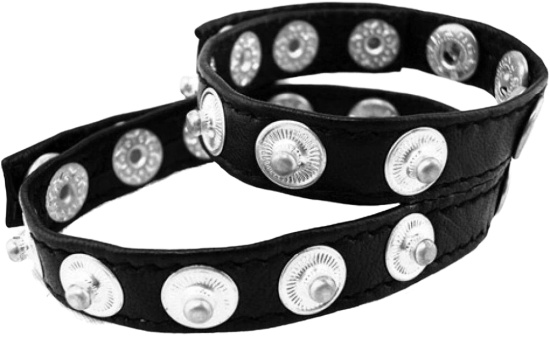 ROUGE Leather Double Multi Snap Cock Strap with Silver Buttons