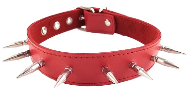 ROUGE Leather Spiked Collar with 1 inch Spikes Red