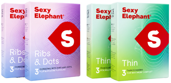 Sada čtyř balení kondomů Sexy Elephant Mix (12 ks)