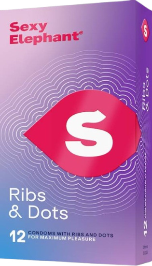 Sexy Elephant – vroubkované kondomy Ribs & Dots (12 ks)